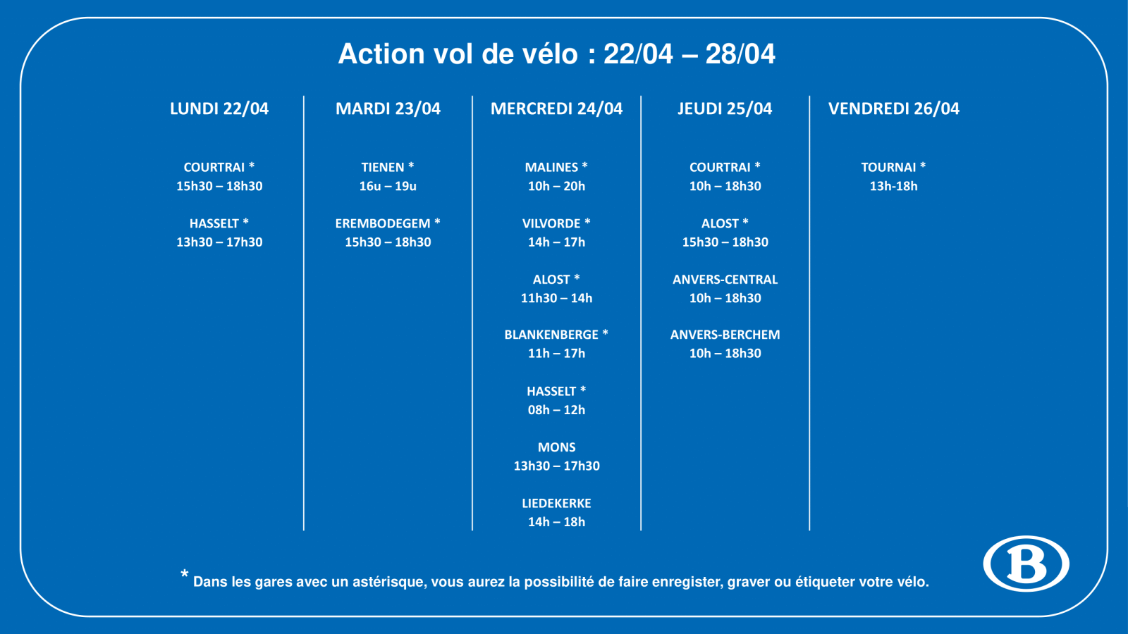 actions vol de velo NMBS